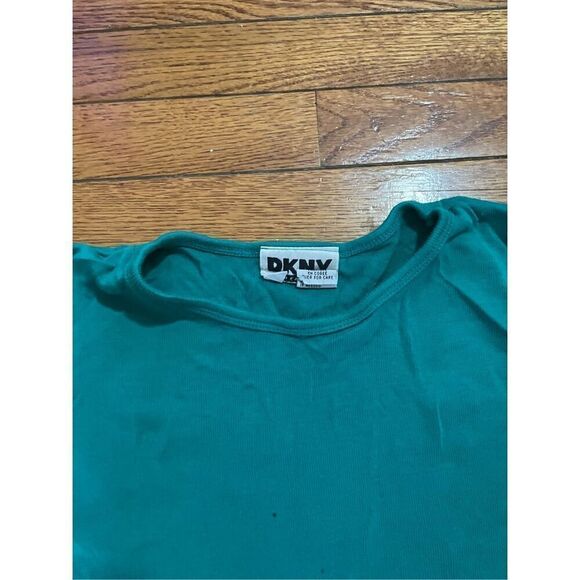 Y2K vintage teal DKNY jeans basic comfort short sleeved t shirt size medium - Picture 2 of 8